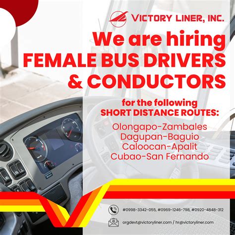 Victory Liner, Inc. Is Hiring FEMALE BUS DRIVERS and .